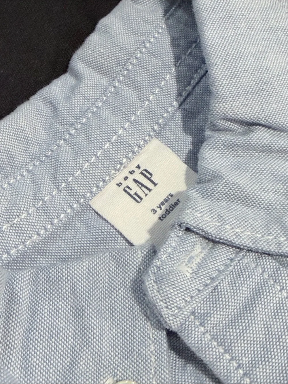 GAP Light Blue Button-Down Oxford Shirt with Pocket Embroidery